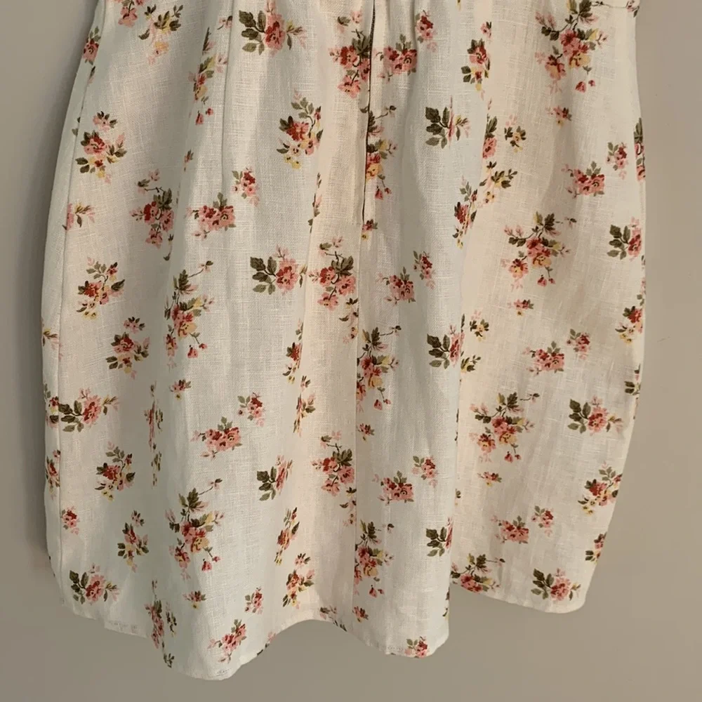 Reformation White Floral Mini Dress with Pink & Green Accents - Picture 7 of 11
